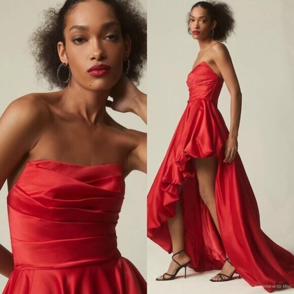 NWT Anthropologie Mac Duggal Strapless Asymmetrical Maxi Dress - Picture 2 of 7